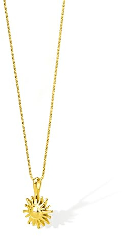 VICKWOOD Kette Sonne aus Wasserfeste Edelstahl - Halskette Damen - Layering SonnenKette Set - Vergoldet Goldkette 60 cm lang in Gold/Rosegold/Schwarz/Silber- Schmuck für Frauen
