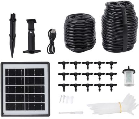QERLONG Solar Garden Irrigation System, DIY Kit, Solar Powered Pump, Customizable Watering Schedule, Weather Resistant, for Outdoor Plants