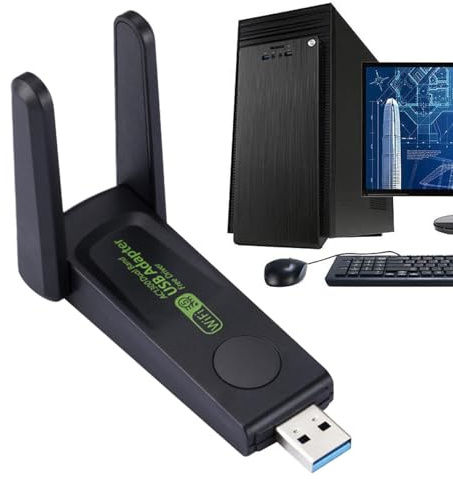 Adaptador inalámbrico USB, adaptador WiFi USB para PC, adaptador WiFi USB inalámbrico de doble banda de 1300 Mbps, receptor WiFi de ordenador de tarjeta de red inalámbrica de doble banda