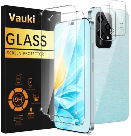 Vauki Protector Pantalla Para Honor 200 Lite 5G con Protectora Lente Cámara [2+2 Piezas] Dureza 9H Cristal Templado Antiarañazos Antihuellas Sin Burbujas Transparente Vidrio Película