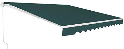 COSTWAY Markis med vev, ledad markis, solskydd, balkongmarkis solmarkis 5–35° vinkeljusterbar, terrassmarkis, klämmarkis för balkong och veranda (grön, 400 x 250 cm)