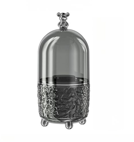 Makeupborste Förvaring Hink Lätt Lyxigt Hem Dammtät Kosmetika Roterande Desktop Dressing Table Box Organizer (Grå,Björnstil)
