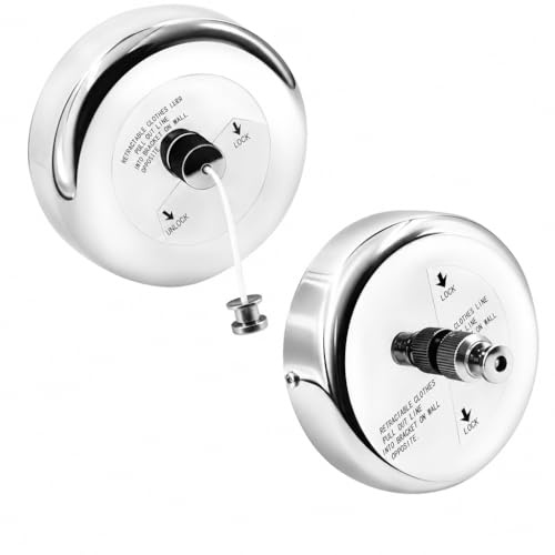 Ausziehbare Wäscheleine SUS304, Wäschespinne mit Verstellbarer Seilschnur, Hotel-Stil, Wandmontage (2er-Pack)