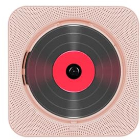 Reproductor De CD,CD Player Reproductor de CD Multimedia portátil Pared con Bluetooth 5.1, Reproductor música 3, mm, Pantalla LED, Soporte(Pink)