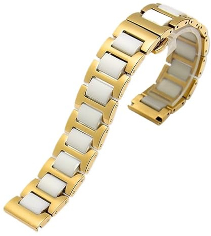 Quick Release Rostfritt stål Keramiskt klockarmband Män Dam Mode Armband Svart Vit Rose Guld Klockarmband(White gold,22mm)