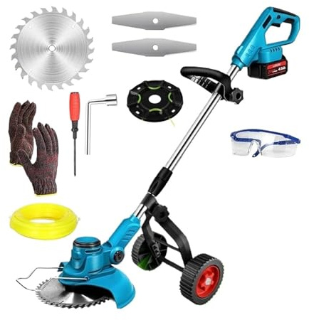 Tagliaerba Elettrico A Batteria Da 21 V, Tagliabordi Senza Spazzole, Con Ruota, Lunghezza, Angolo, Strumento Di Potatura Telescopico Regolabile Leggero Buona Potenza(NO Battery Set)