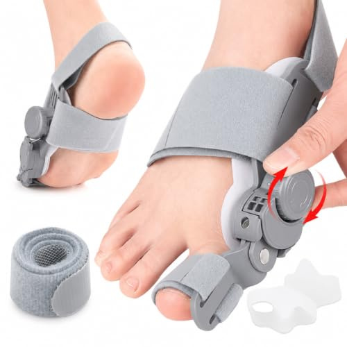 Eudomis 2 Stück Hallux Valgus Korrektur Zehenspreizer mit Gel-Bunion-Korrektor, Verstellbarer Großzehenklemmer zur Schmerzlinderung & Ausrichtung für Damen & Herren, Links & Rechts
