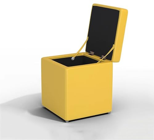 Taburete pequeño cuadrado de almacenamiento, taburete de tela técnica, taburete reversible con tapa de almacenamiento, banco otomano para sala de estar, dormitorio, dormitorio