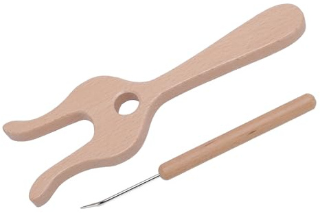 TOPINCN Kit de Aguja y Tenedor para Tejer de Madera de Haya, Herramienta Trenzadora de Tenedor de Madera con Acabado Pulido para Hacer Pulseras y Collares