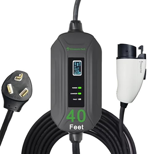 PRIMECOM Level 2 Electric Vehicle (EV) Charger (220V / 240Volt, 16Amp) Portable EVSE Smart Electric Car Charger, 30', 40', and 50 Feet Lengths (NEMA 10-30P, 40 Feet)