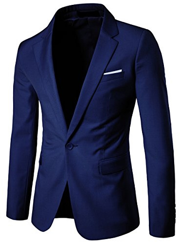 Allthemen kavaj herr slim fit kavaj en knapp kavaj för affärer, Marinblå, S