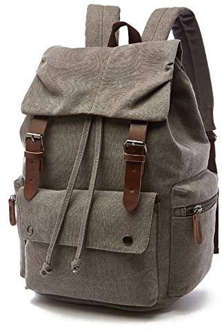 Rufun canvas ryggsäck vintage ryggsäck skolväska för laptop dagväska vandring resor stor kapacitet väska unisex, Grått, Vardagsryggsäckar