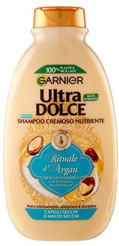 GARNIER Ultra Dolce Shampoo Crema Rituale D'argan, Per Capelli Molto Secchi, 300 Millilitro