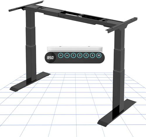 FlexiSpot Höhenverstellbarer Schreibtisch Gestell, elektrisch mit 2 Motoren, 3-stufiges Tischgestell höhenverstellbar mit 4 Memory-Steuerung & USB, Belastbar bis 160 KG(E6 Premium Schwarz)