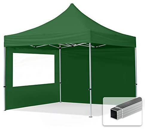 TOOLPORT Gazebo Pieghevole Giardino 3x3m - 2 Laterali Alluminio Telo Idrorepellente Padiglione Mercati Sagre Verde