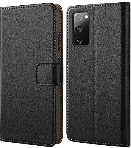 HOOMIL Handyhülle für Samsung Galaxy S20 FE Hülle, PU Leder, Schwarz | mit Kartenfach & Standfunktion, Unterstützt Kabelloses Laden, Klappbar Schutzhülle
