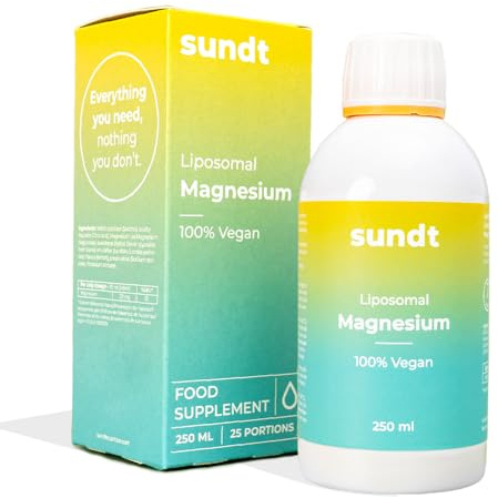 Magnesio liposomal y Optinerve en forma líquida para una rápida regeneración y un metabolismo reforzado - Frasco de 250 ml - 50 aplicaciones - Vegano y sin OGM - Sundt Nutrition®