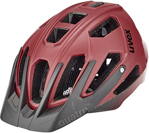 uvex Quatro cc - sicherer MTB-Helm für Damen und Herren - individuelle Größenanpassung - waschbare Innenausstattung - Dark red - Black matt - 56-61 cm