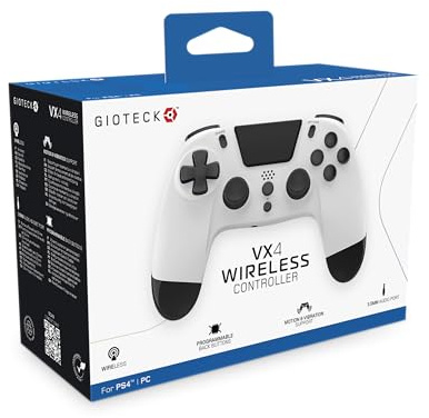 Gioteck VX4 Controller wireless VX4 per PlayStation 4 (PS4) - Bianco con pulsanti posteriori programmabili - Compatibile con Bluetooth