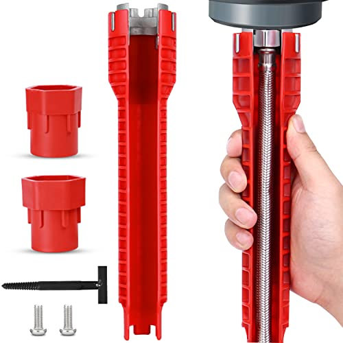 TYFYH Waschbecken Installer Werkzeug, Spülenschlüssel, Armaturenschlüssel, Doppelkopfschlüssel Multifunktion Rohrschlüssel, Spüle Wasserhahn Installer Tools Geeignet für Toilette, Bad,Küche