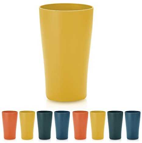 Kyraton Vasos de plástico Reutilizables 8 piezas, vaso irrompible de agua potable, vasos para viajes interiores al aire libre Baño junto a la piscina Peso ligero, Fácil de transportar