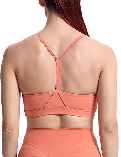 Aoxjox Women's Workout Y Sports Bras Fitness Trainning Active Gym Bra Yoga Crop Tank (Earth Orange, X-Large)