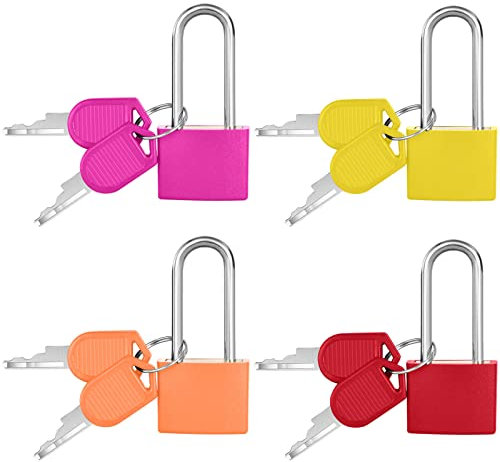 Flintronic Lucchetto Valigia, 4 Pezzi Lucchetto per Valigie con Chiave, Piccolo Lucchetto, Lucchetto per Bagagli, Lucchetto da Viaggio Lucchetto per Zaino, Lucchetto in Metallo con Chiave, 4 Colori