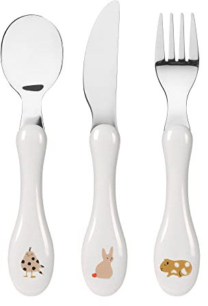 LÄSSIG Set de couverts 3 pièces pour enfants cuillère, fourchette, couteau, acier inoxydable, manche en plastique/Cutlery Spicy Orange