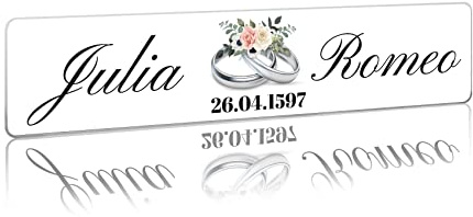 Hochzeitskennzeichen Kennzeichen Aufkleber Hochzeitsauto mit Datum + Namen Brautpaar Wunschname Hochzeit Auto Deko Schild selbst gestalten (02 Silberne Ringe, Kunststoff Kennzeicheneinleger)