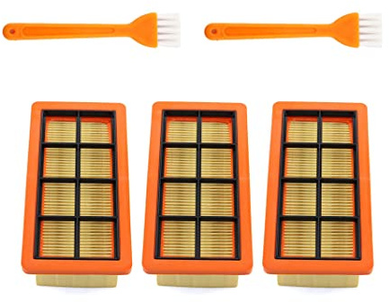MCHNIC Lote de 3 filtros plisados planos con 2 cepillos para aspiradora de cenizas Kärcher 6.415-953.0 AD2 AD3 AD4 Premium AD 3.000, AD 3.200 Robot Aspirador Parte