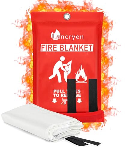 Lancryen Fiberglass Fire Blanket - 2 Pack, 40 x 40, Red, Emergency Fire Blanket for Home, Vehicle, Camping