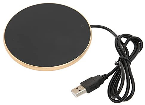 Scaldatazze Intelligente, Scaldacandele Compatto e Portatile con Sottobicchiere Riscaldante Impermeabile, Spegnimento Automatico per Tazze (D'oro)