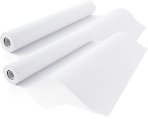 SHUESS 2 rotoli di carta da disegno bianca, 43 cm x 20 m, rotolo di carta artistica con cavalletto per schizzi, disegno e pittura, rotolo di carta da ricalco versatile per disegni e confezioni regalo