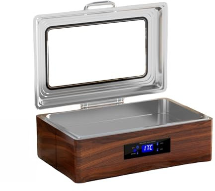 Chafing Dishes & Speisenwärmer mit einstellbarer Temperatur, Speisenwärmer mit Sichtglas, Speisenwärmer mit Edelstahlgriff, Speisenwärmer für Party, Hochzeitsbankett, Hotelbuffet (Größe