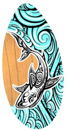 Oshhni Skimboard Board Kleine Surfbrett Holz Skim Board für Kinder Anfänger Universal, Sprühhai