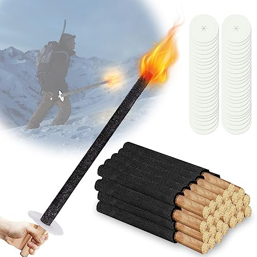Peviasot 100 Stück Fackeln für draußen, Wachsfackel 42 cm, 45 Min. Brenndauer, Gartenfackel, für Garten, Wandern, Lagerfeuer, Weihnachten