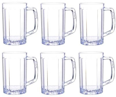 BYPIAOERZ Bierkrüge aus Glas 6er Set Bierkrüge Biergläser mit Henkel Große Biergläser Gefrierschrank Bierbecher Trinkgläser Klassische Biergeschenke, Bierbecher