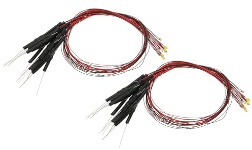 PATIKIL 0805 Pre-Wired Micro LED, 24 Pcs 9-12V Pre-soldered Mini Light Emitting Diodes Surface Mount Device for Model, DIY, 9.8 Length, Warm White