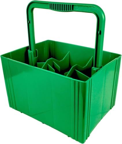 Kiste Flaschenträger Flaschenhalter Robuster Bierträger für 6 Flaschen 0.5 / 0.3L, 27x23,5x15 cm – Tragbarer Getränkehalter aus Kunststoff in Grün, Veranstaltungen, Picknicks und Partys (Grün)