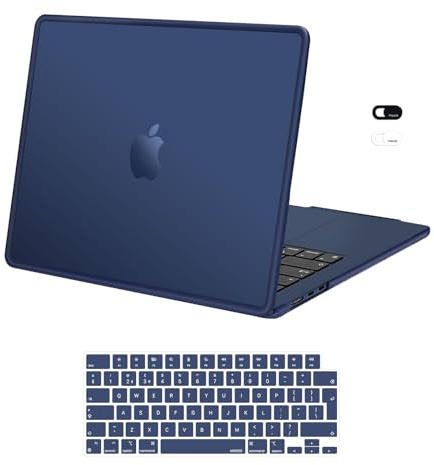MOSISO Compatible with MacBook Air 13 inch Case 2026-2022 M5 M4 M3 M2 A3449 A3240 A3113 A2681, Soft TPU Frame Bumper Anti-Cracking Hard Shell&KeyboardSkin&Webcam Cover for Air 13.6 Case, Midnight Blue