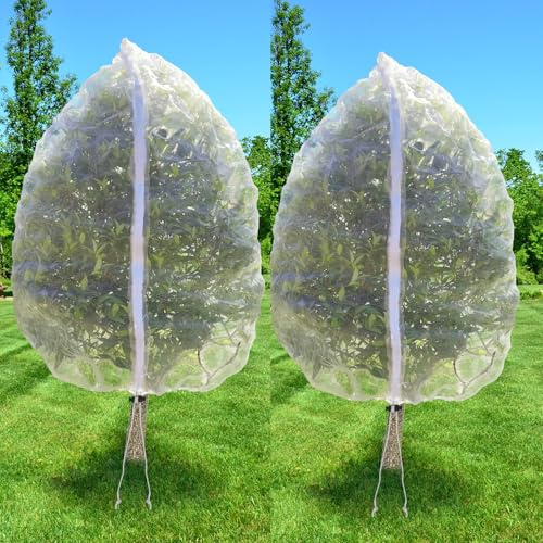 2Pack 10 x 10FT Large Fruit Tree Netting Bags with Zipper and Drawstring, Bird Netting for Blueberry Bushes and Apple Tree, Garden Netting Cover Safeguard Plant from Pest, Deer and Birds