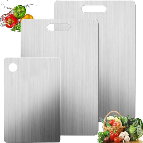STFYUG Titan Schneidebrett, 304 Schneidebrett Edelstahl, Schneidebret Titan, Titanium Cutting Board, Gewährleisten Ursprünglichen Geschmack der Zutaten, Leicht zu Reinigen (3)