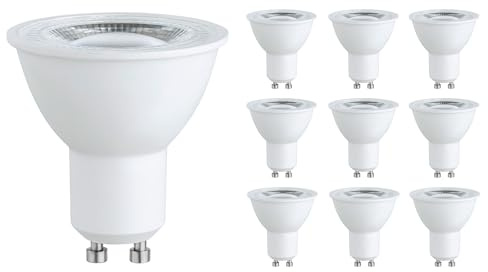 SEBSON GU10 LED warmweiß 2,5W Klasse A, ersetzt 50W Halogen - 10er Set | LED Lampe GU10 450lm, 50W Halogenlampe Ersatz, GU10 Leuchtmittel 90°, Deckenstrahler 230V ø50x53mm, Energieklasse A