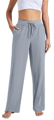 Pioneer Camp Pantalones largos de verano para mujer con protección solar UPF100+, ligeros, transpirables, cintura elástica con bolsillos con cordón