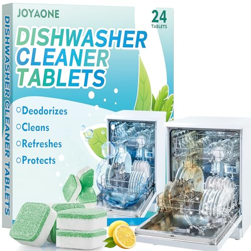 Lot de 24 pastilles de nettoyage pour lave-vaisselle, puissantes dosettes détartrantes et rafraîchissantes, ingrédients naturels, nettoyage en profondeur pour machine à laver, robustes pour un