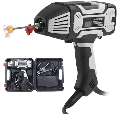 AXGCAA Handheld Welding Machine, 20 to 200A ARC Stick Welder Gun with Current Adjustment, Portable Welding Tool Set with Display and IGBT Inverter, Welding Thickness 2 to 14mm(Silver)