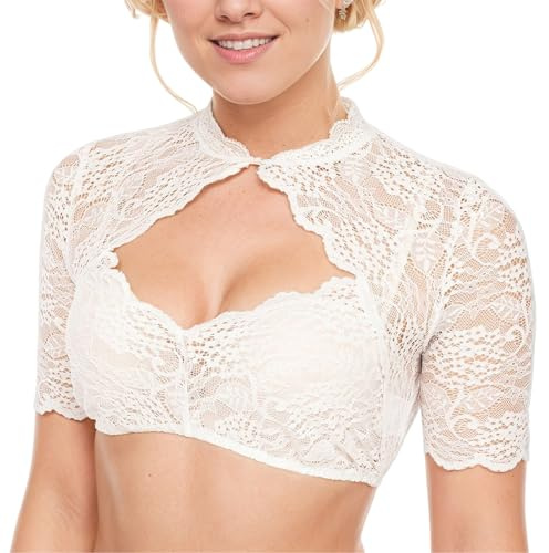 MUNSKT 2025 Women's 1PC Underwired Lingerie Classic Oktoberfest Dirndl Blouse Lace Vest Women's Lace Dirndl Blouse (UK, Alpha, S, Regular, Regular, Standard, White)
