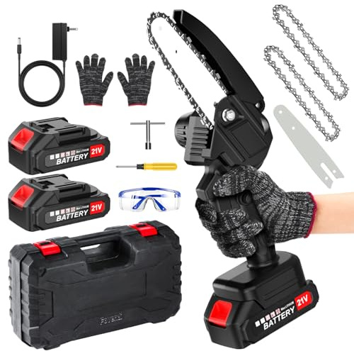 Mini Akku Kettensäge 550w 6 Zoll Mini Kettensäge Reinem Kupfermotor Mit 2 Akkus,2 Ketten– Ideale Elektrische Handkettensäge Für Baumbeschneiden HolzschneidenGartenscheren
