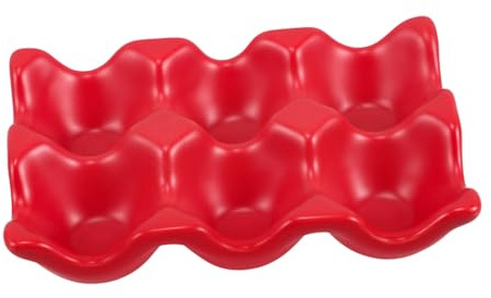PENIKOKO Eierhalter Dekorativer Roter Eierbehälter Keramik für 6 Eier mit Multifunktionalem Design Praktischer Eieraufbewahrer für Kühlschrank und Esszimmertisch