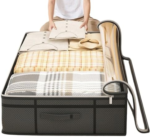 usefulbeauty Scatole portaoggetti per sotto il letto, 90 l, contenitore per abiti sotto il letto, organizer per cassetti, con coperchio trasparente, per camera da letto, armadio, camera degli studenti